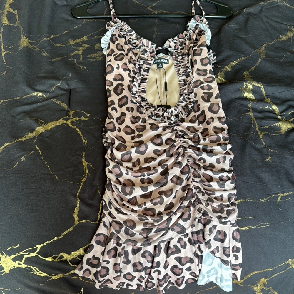 Miranda Leopard Micro Mini Dress Fashion Nova Animal Print Ruffle Dress